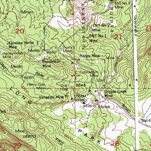 Topographic Map of Tramp Mine, CO