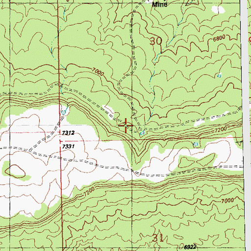 Topographic Map of Too High Mine, CO