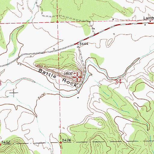 Topographic Map of Battle Rock Mine, CO