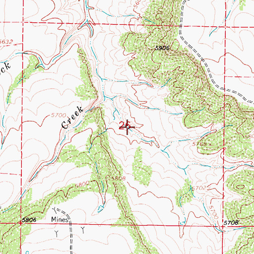 Topographic Map of Rock Creek Mine, CO