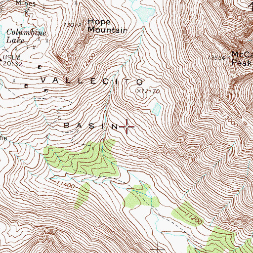 Topographic Map of Vallecito Group Mine, CO