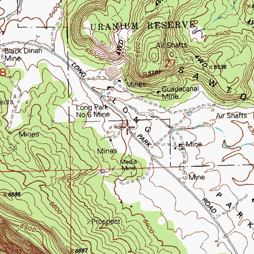 Topographic Map of Long Park Group Mine, CO