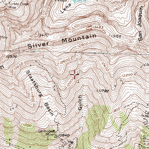 Topographic Map of Ophir Tunnel Mine, CO