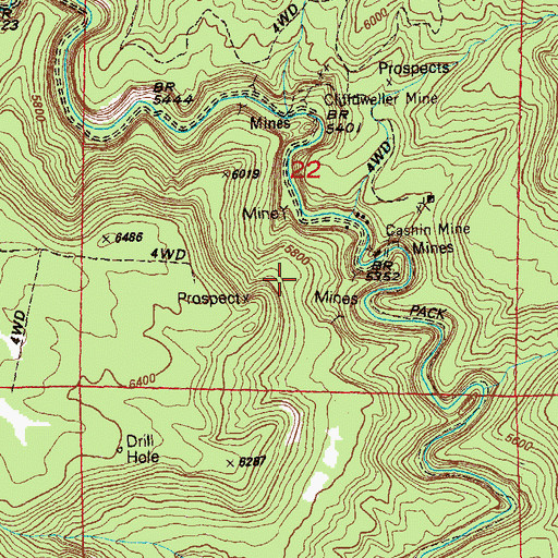 Topographic Map of Cliff Dweller Mine, CO