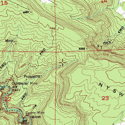 Topographic Map of Denver Mine, CO