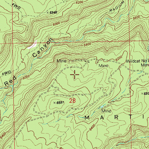 Topographic Map of Red Canyon Mine, CO