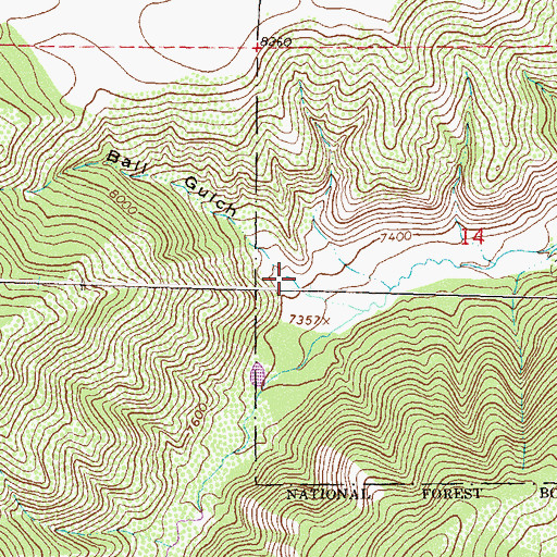 Topographic Map of Ball Gulch, CO