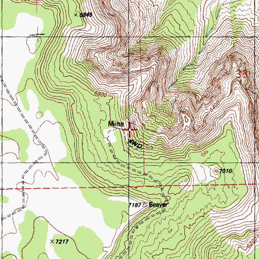 Topographic Map of North Beaver Mesa Mine, CO