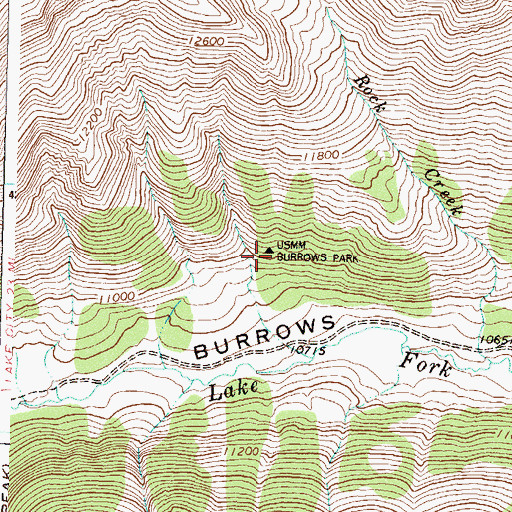 Topographic Map of Burrows Park Group Mine, CO