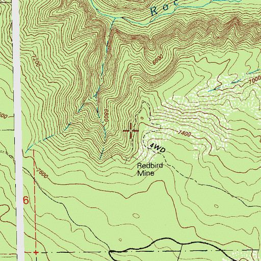 Topographic Map of Redbird Mine, CO