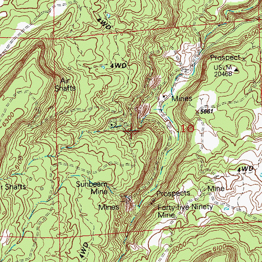 Topographic Map of Butterfly Mine, CO