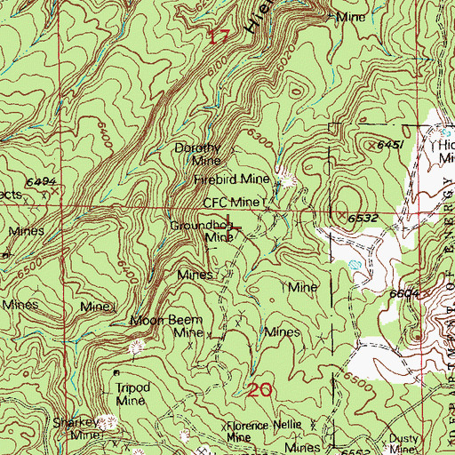 Topographic Map of Groundhog Mine, CO