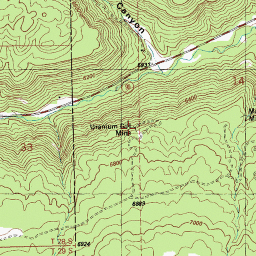 Topographic Map of Uranium Girl Mine, CO