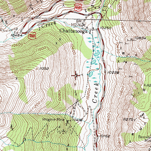 Topographic Map of Hidden Treasure Mine, CO
