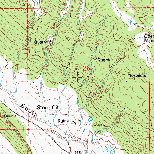 Topographic Map of Spring Canyon Mines, CO