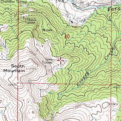 Topographic Map of Aztec Tunnel Mine, CO