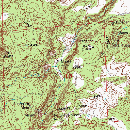 Topographic Map of Dakota Mine, CO