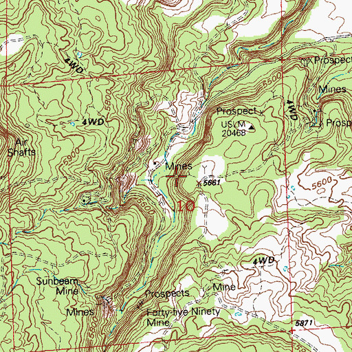 Topographic Map of Fairy King Mine, CO