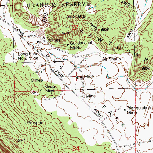 Topographic Map of Long Park Number One Mine, CO