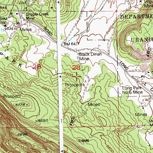 Topographic Map of Long Park Number Two Mine, CO