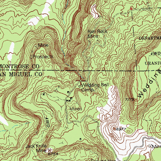 Topographic Map of Burro Point Mine, CO