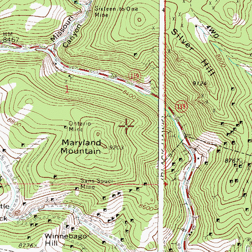 Topographic Map of Bonanza Mine, CO