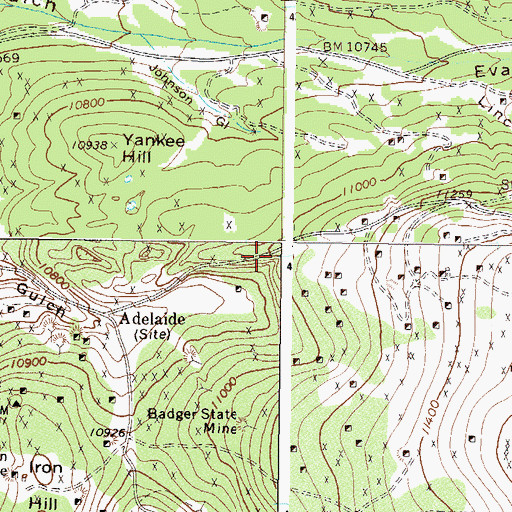 Topographic Map of Benton Mine, CO