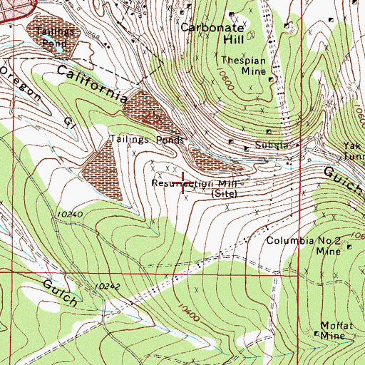 Topographic Map of Crescent Mine, CO