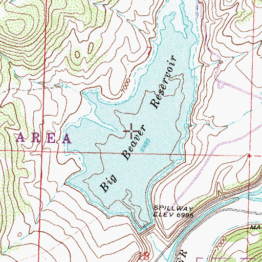 Topographic Map of Big Beaver Reservoir, CO