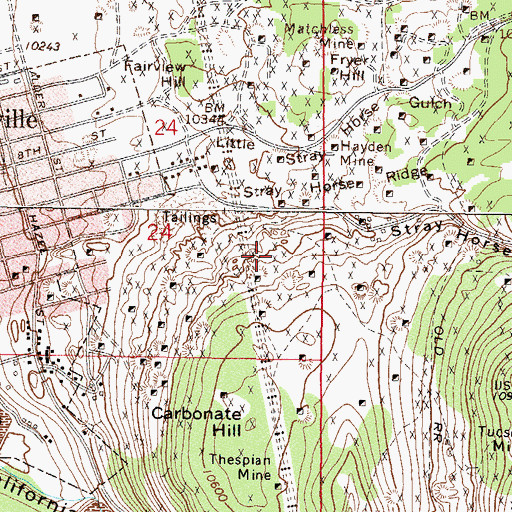 Topographic Map of Henrietta Mine, CO