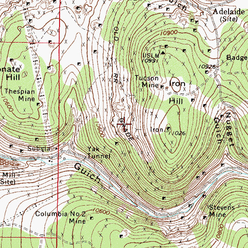 Topographic Map of Mahala Mine, CO