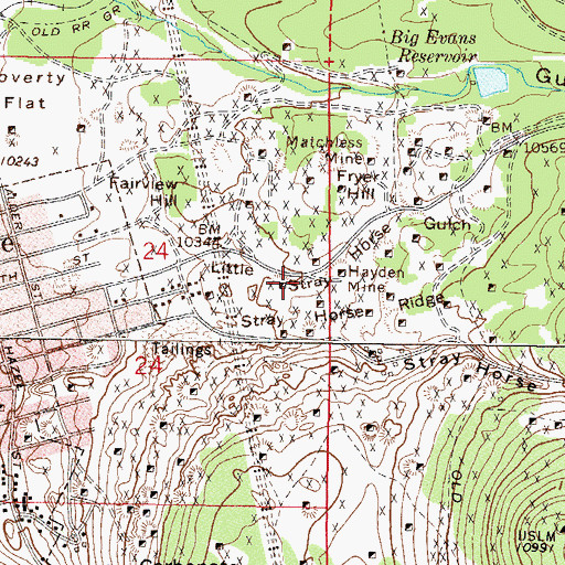 Topographic Map of Vanderbilt Mine, CO