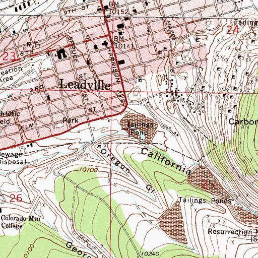 Topographic Map of A V Mine, CO
