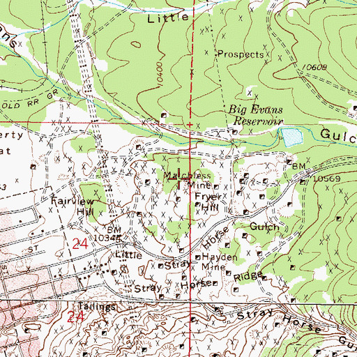 Topographic Map of Hazard Mine, CO