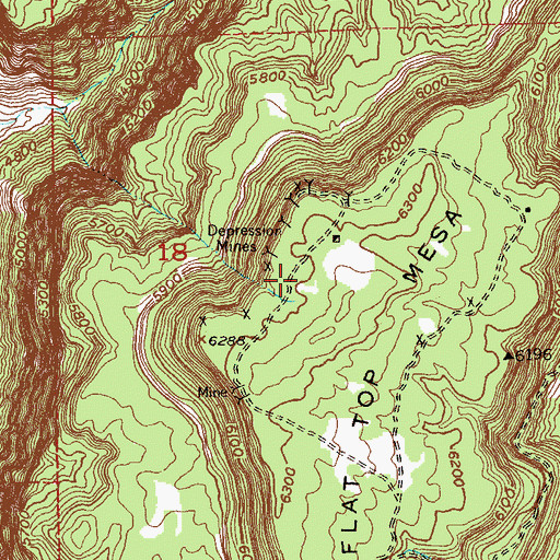 Topographic Map of Depression Mine, CO