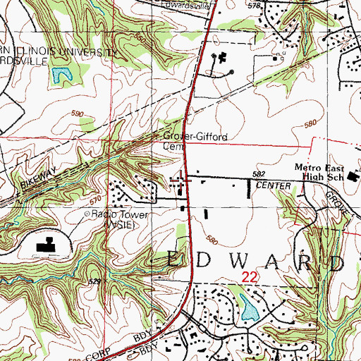 Topographic Map of Center Grove School (historical), IL