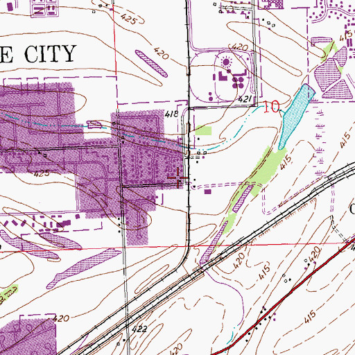 Topographic Map of Central School (historical), IL
