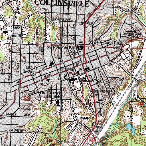 Topographic Map of Collinsville City Hall, IL