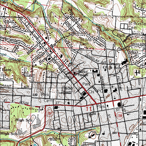 Topographic Map of Edwardsville City Hall, IL