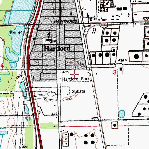 Topographic Map of Hartford Park, IL