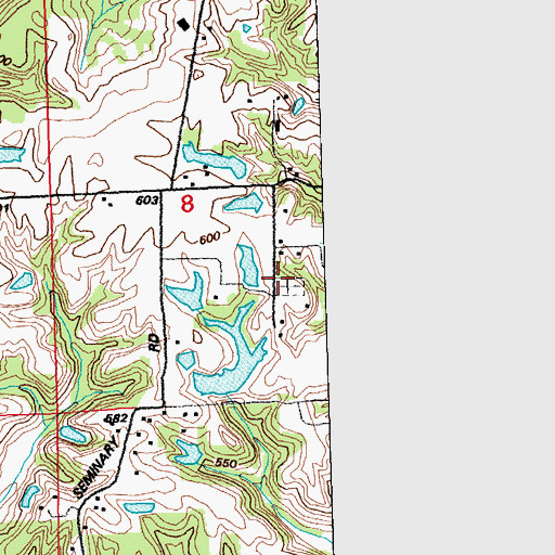 Topographic Map of Ingersoll School (historical), IL
