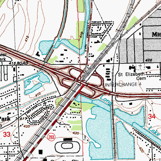 Topographic Map of Interchange 4, IL