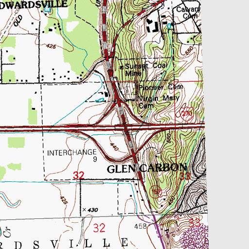 Topographic Map of Interchange 9, IL
