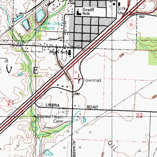Topographic Map of Olive Townhall, IL