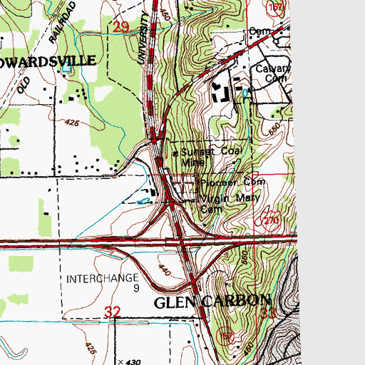 Topographic Map of Pioneer Cemetery, IL