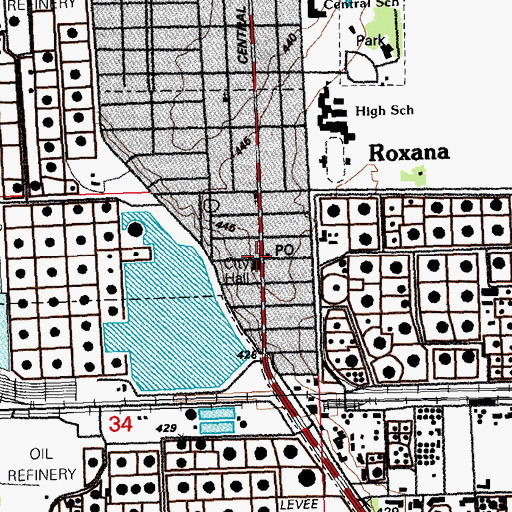 Topographic Map of Roxana Post Office, IL