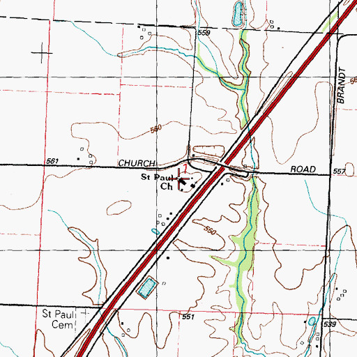 Topographic Map of Saint Paul Church, IL