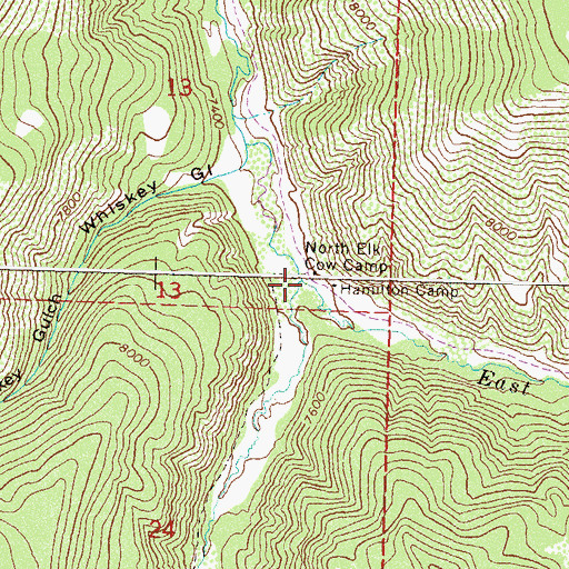Topographic Map of East Fork North Elk Creek, CO