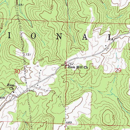 Topographic Map of Wooten School (historical), IL