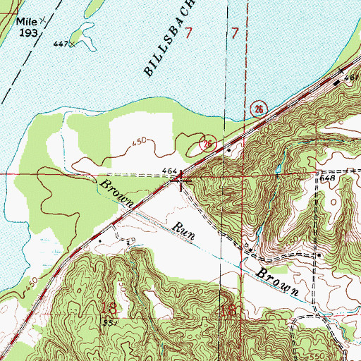 Topographic Map of Brown Run School (historical), IL